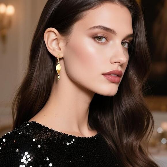 925 Sterling Silver Long Twisted  Leverback Drop Dangling Earrings for Women - Picture 5 of 5